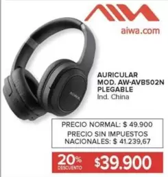 Aiwa - AURICULAR MOD. AW-AVB502N PLEGABLE