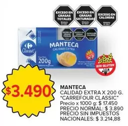 Carrefour - MANTECA CALIDAD EXTRA
