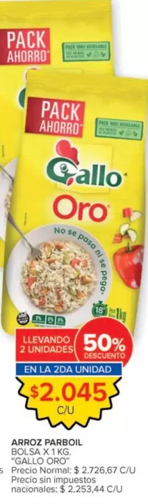 Gallo Oro - Arroz Parboil Bolsa x 1kg