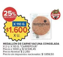Carrefour - Medallón de carne vacuna congelada