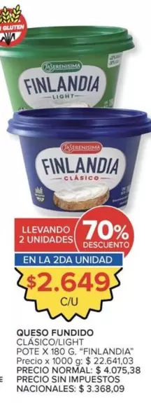 Finlandia - QUESO FUNDIDO CLÁSICO/LIGHT POTE X 180 G