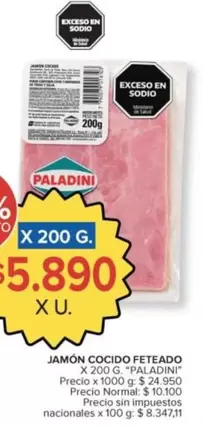 Paladini - JAMÓN COCIDO FETEADO