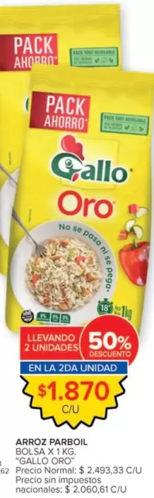 Gallo Oro - ARROZ PARBOIL BOLSA X 1 KG