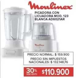 Moulinex - PICADORA CON LICUADORA MOD. 123 BLANCA AD6021AR
