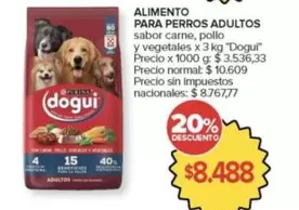 dogui - ALIMENTO PARA PERROS ADULTOS sabor carne, pollo y vegetales x 3 kg