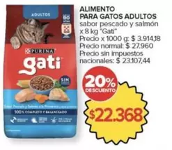 Gati - ALIMENTO PARA GATOS ADULTOS sabor pescado y salm
uevoacute;n