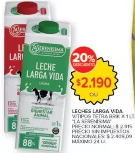 La Serenísima - LECHES LARGA VIDA V/TIPOS TETRA BRICK