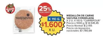 Carrefour - MEDALLÓN DE CARNE VACUNA CONGELADA