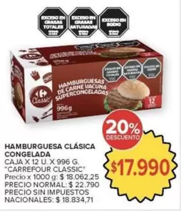 Carrefour - HAMBURGUESA CLÁSICA CONGELADA
