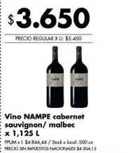 Nampe - Vino cabernet sauvignon/ malbec