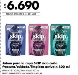 Skip - Jabón para la ropa ciclo corto frescura/cuidado/limpieza activa