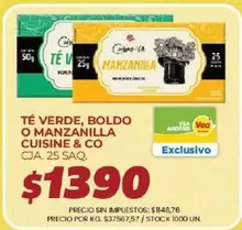 Cuisine - Té Verde, Boldo o Manzanilla