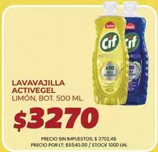Cif - LAVAVAJILLA ACTIVEGEL LIMÓN