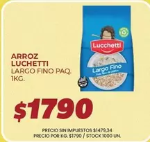 Lucchetti - ARROZ LARGO FINO PAQ. 1KG