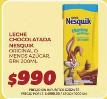 Nesquik - LECHE CHOCOLATADA ORIGINAL O MENOS AZÚCAR