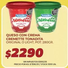 Tonadita - Queso con Crema Cremette