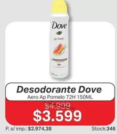 Dove - Desodorante Aero Ap Pomelo 72H 150ML