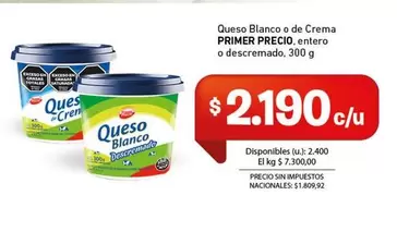 Primer Precio - Queso Blanco o de Crema