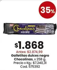chocolinas - Galletitas dulces negro Chocolinas, x 258 g.