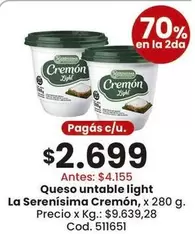 X$ - Queso untable light