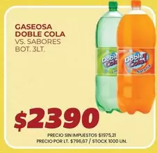 GASEOSA DOBLE COLA VS. SABORES