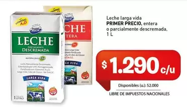 vida - Leche larga primer precio, entera o parcialmente descremada