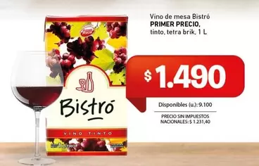 Primer - Vino de mesa tinto, tetra brik