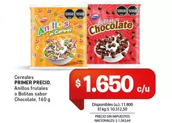 Primer Precio - Anillos frutales o Bolitas sabor Chocolate