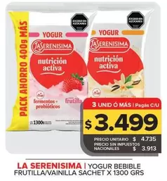La Serenísima - Yogur Bebible Frutilla/Vainilla
