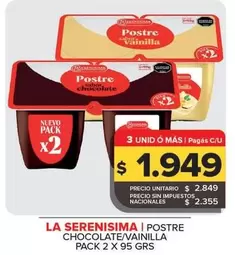 La Serenísima - Postre Chocolate/Vainilla