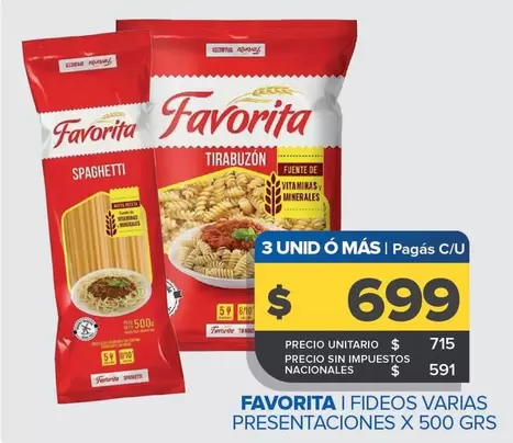 Favorita - Fideos Varias Presentaciones