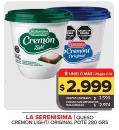 Queso Cremón Light/ Original Pote