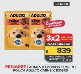 Pedigree - ALIMENTO PERROS HUMEDO POUCH ADULTO CARNE