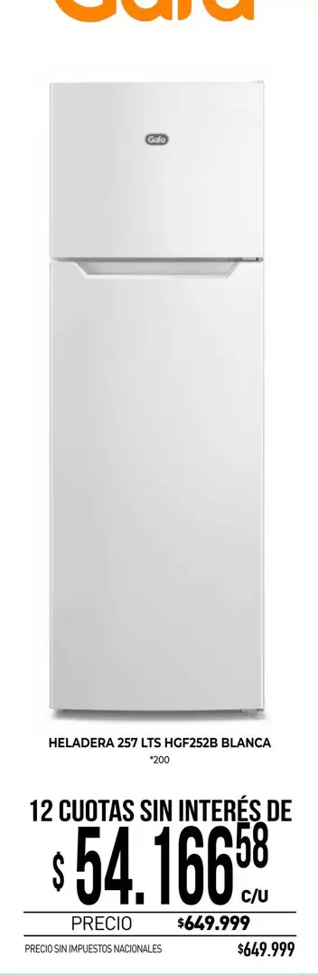 Gafa - HELADERA 257 LTS HOF2525 BLANCA