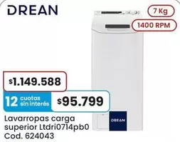 Drean - Lavarropas carga superior Ltdri07014pb0 Cod. 624043