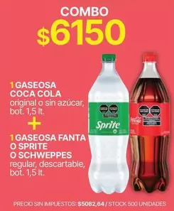 Coca cola - COMBO Gaseosa Coca Cola o Fanta o Sprite o Schweppes
