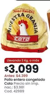 Coto - Pollo entero congelado