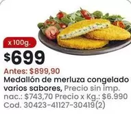 X$ - Medallón de merluza congelado varios sabores