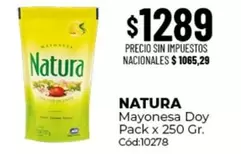 Natura - Mayonesa Doy Pack x 250 Gr. Cód:10278