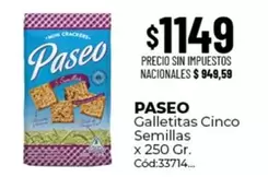 Paseo - Galletitas Cinco Semillas x 250 Gr. Cód:33714