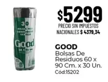 Good - Bolsas De Residuos 60 x 90 Cm. x 30 Un.