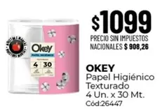 Okey - Papel Higi0999enico Texturizado 4 Un. x 30 Mt. C0999d:26447