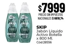 Skip - Jabón Líquido Activo Botella x 800 Ml. Cód:28556
