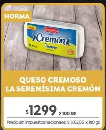 La Serenísima - Queso Cremoso Cremón