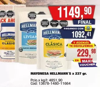 Hellmann's - MAYONESA HELLMANN'S x 237 gr.