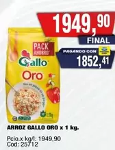 Gallo - ARROZ GALLO ORO x 1 kg.