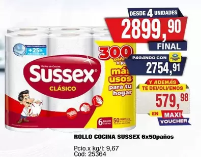 Sussex - ROLLO COCINA 6x50paños