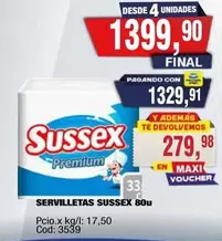 Sussex - SERVILLETAS 80u