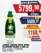 Ariel - JABON LIQUIDO ROPA PLATINUM DILUIR X 500 ml