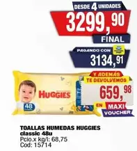 Huggies - TOALLAS HUMEDAS classic 48u